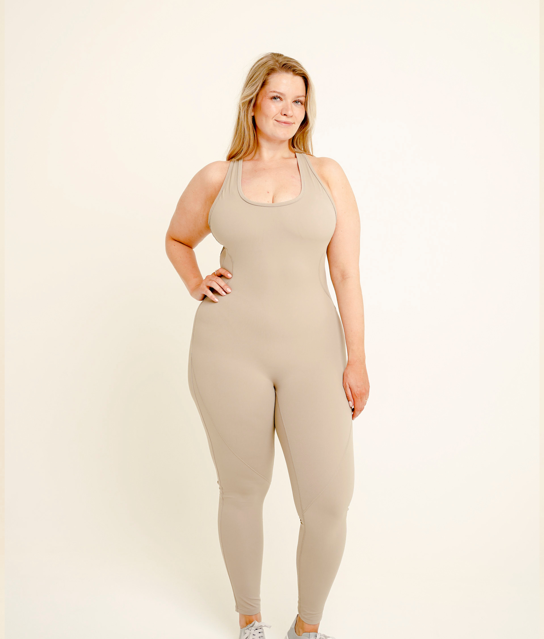 Backless Bliss Jumpsuit, Oatmeal