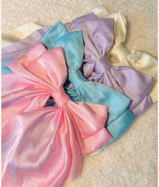 Oversized Satin Bow, Cream