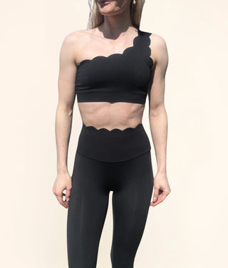 Scallop High Waist Tights, Black