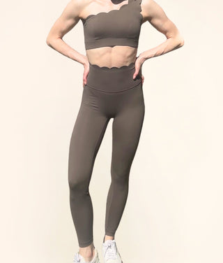 Scallop High Waist Tights, Tan