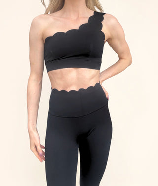 Scallop High Waist Tights, Black