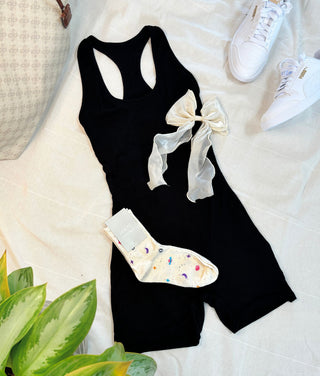 Fine Rib Jumpsuit, Black